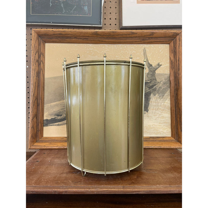 Vintage Mid Century Modern Gold Toned Trash Bin