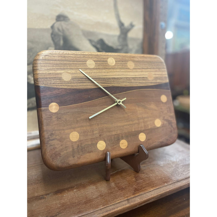 Vintage Mid Century Modern Handmade Wooden Clock.