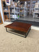 Vintage Mid Century Modern Low Coffee Table with SolidWood Slab Top and Metal Base