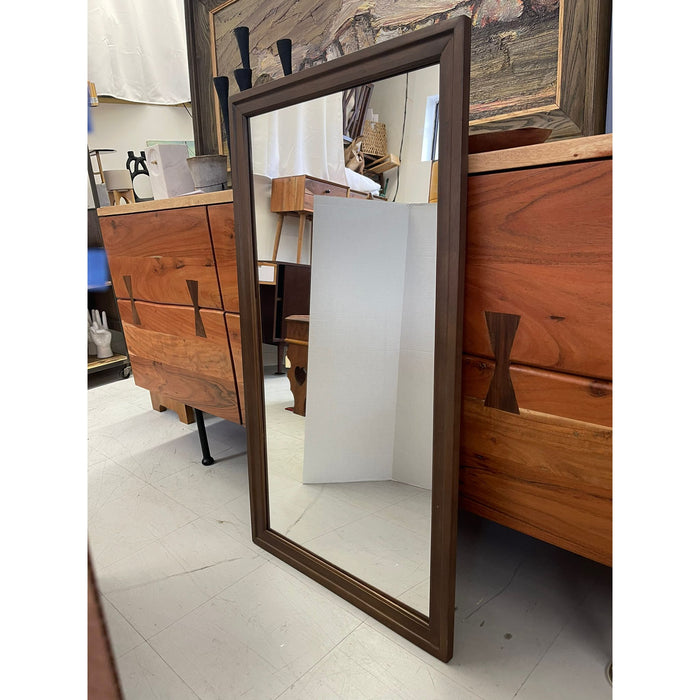 Vintage Mid Century Modern Mirror With Walnut Tone Framing