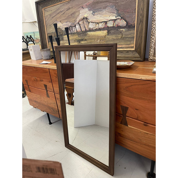 Vintage Mid Century Modern Mirror With Walnut Tone Framing