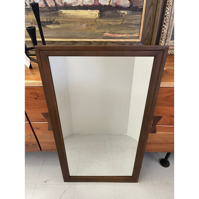 Vintage Mid Century Modern Mirror With Walnut Tone Framing