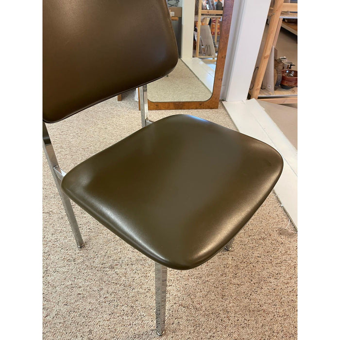 Vintage Mid Century Modern Office Chair Chrome and Green Vinyl.