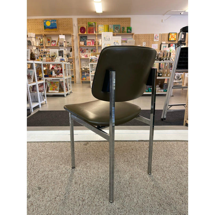 Vintage Mid Century Modern Office Chair Chrome and Green Vinyl.