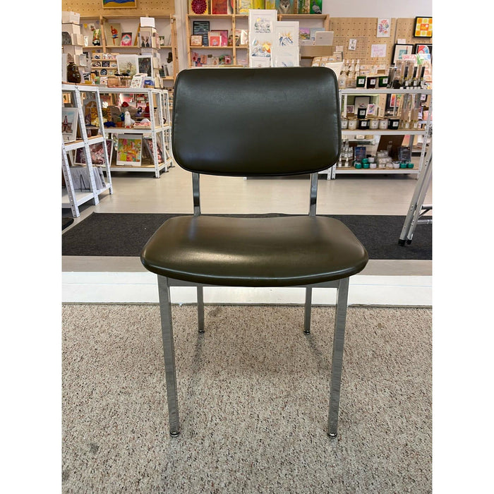 Vintage Mid Century Modern Office Chair Chrome and Green Vinyl.