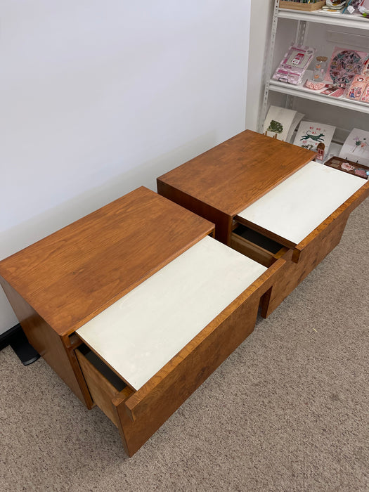 Vintage Mid Century Modern Olive Burl End Table Set by Milo Baughman for Lane