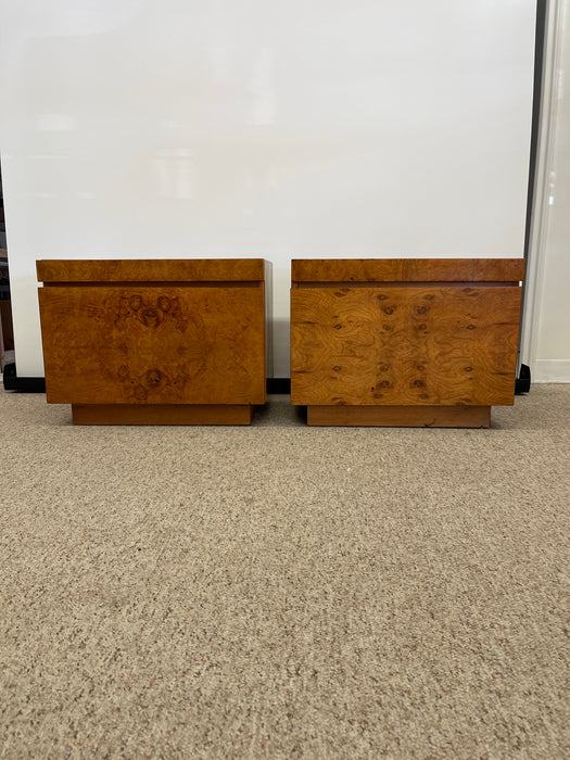 Vintage Mid Century Modern Olive Burl End Table Set by Milo Baughman for Lane