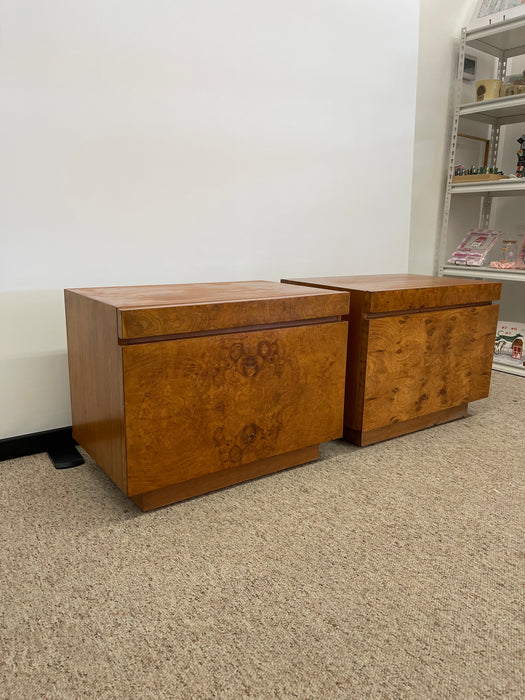 Vintage Mid Century Modern Olive Burl End Table Set by Milo Baughman for Lane