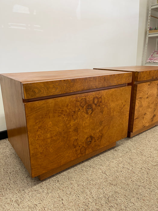 Vintage Mid Century Modern Olive Burl End Table Set by Milo Baughman for Lane