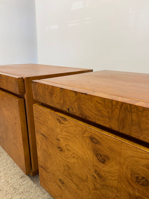 Vintage Mid Century Modern Olive Burl End Table Set by Milo Baughman for Lane