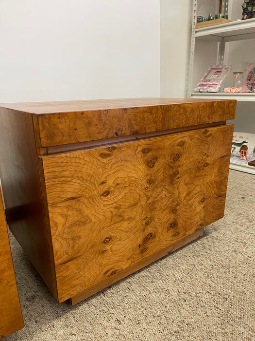 Vintage Mid Century Modern Olive Burl End Table Set by Milo Baughman for Lane