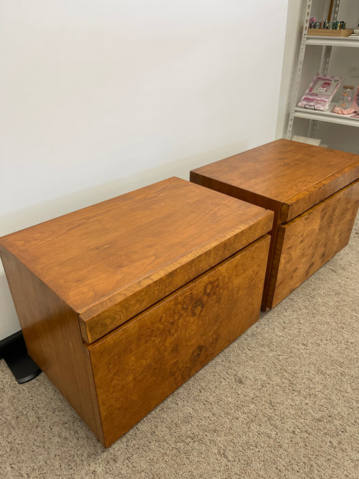 Vintage Mid Century Modern Olive Burl End Table Set by Milo Baughman for Lane