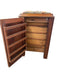 Vintage Mid-Century Modern Possible Sewing or Jewelry Cabinet with Upholstered Seat and Side Storage