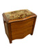 Vintage Mid-Century Modern Possible Sewing or Jewelry Cabinet with Upholstered Seat and Side Storage