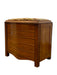 Vintage Mid-Century Modern Possible Sewing or Jewelry Cabinet with Upholstered Seat and Side Storage