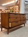 Vintage Mid Century Modern Six Drawer Dresser Dovetailed Drawers and Sculpted Solid Wood Handles by United