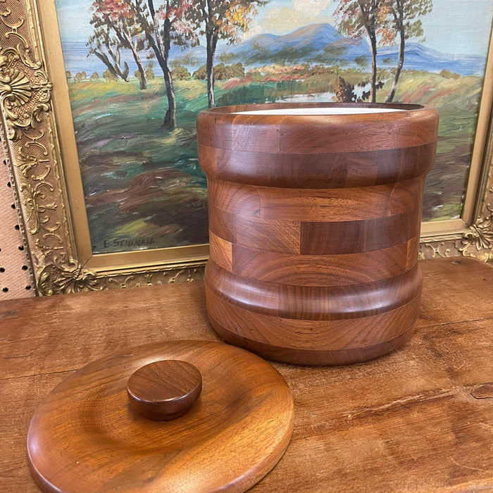 Vintage Mid Century Modern Solid Black Walnut Ice Box by Custom Kraft .