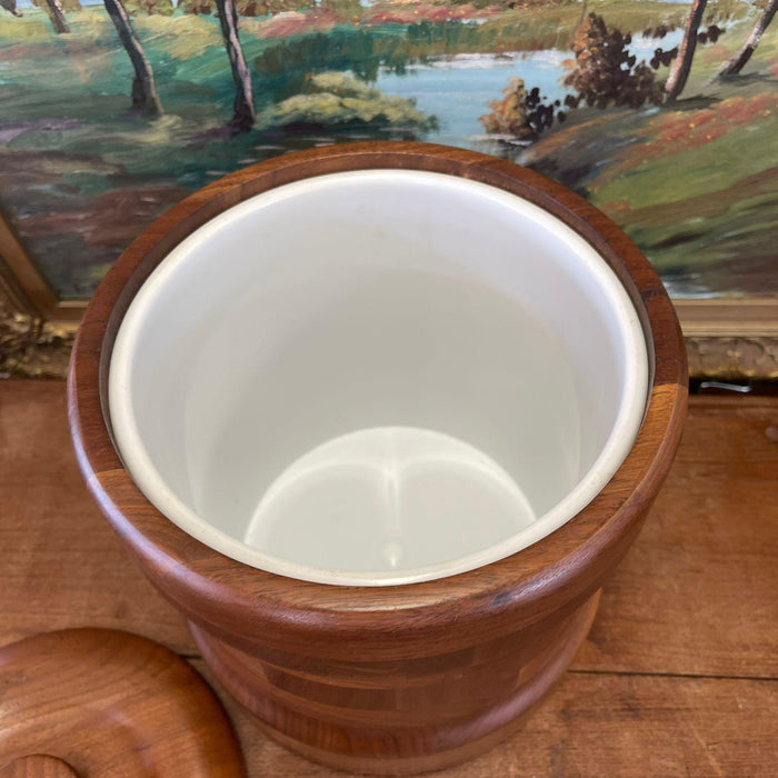 Vintage Mid Century Modern Solid Black Walnut Ice Box by Custom Kraft .