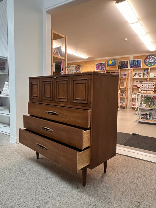 Vintage Mid Century Modern Solid Walnut Dresser by Broyhill Premier Sculptra