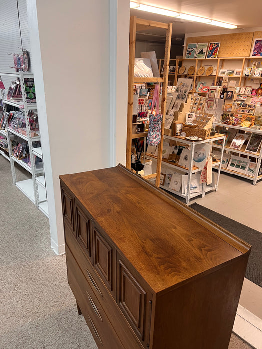 Vintage Mid Century Modern Solid Walnut Dresser by Broyhill Premier Sculptra