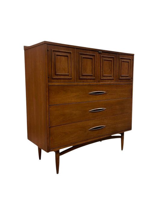 Vintage Mid Century Modern Solid Walnut Dresser by Broyhill Premier Sculptra