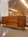 Vintage Mid Century Modern Solid Walnut Dresser with Six Drawers and aCabinet Brass Hardware by Lane Furniture Altavista Line