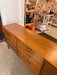 Vintage Mid Century Modern Solid Walnut Dresser with Six Drawers and aCabinet Brass Hardware by Lane Furniture Altavista Line