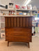 Vintage Mid Century Modern Solid Walnut Five Drawer Dresser With Solid Wood Bentwood Handles and Brutalist Accents