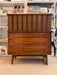 Vintage Mid Century Modern Solid Walnut Five Drawer Dresser With Solid Wood Bentwood Handles and Brutalist Accents
