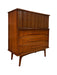 Vintage Mid Century Modern Solid Walnut Five Drawer Dresser With Solid Wood Bentwood Handles and Brutalist Accents