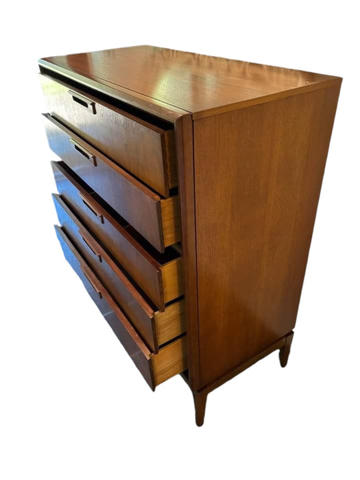 Vintage Mid Century Modern Solid Walnut and Oak Dresser Dovetail Drawers