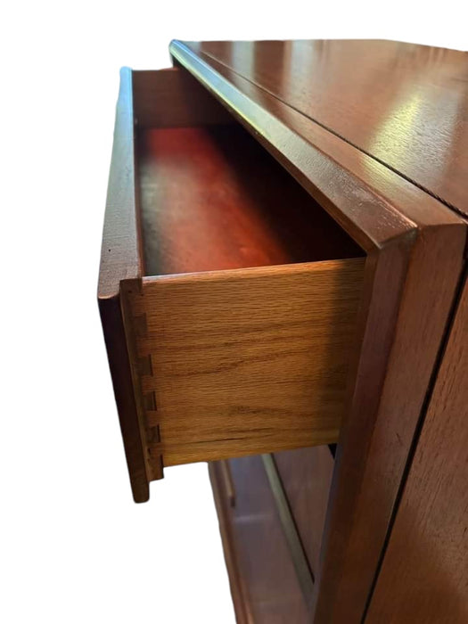 Vintage Mid Century Modern Solid Walnut and Oak Dresser Dovetail Drawers