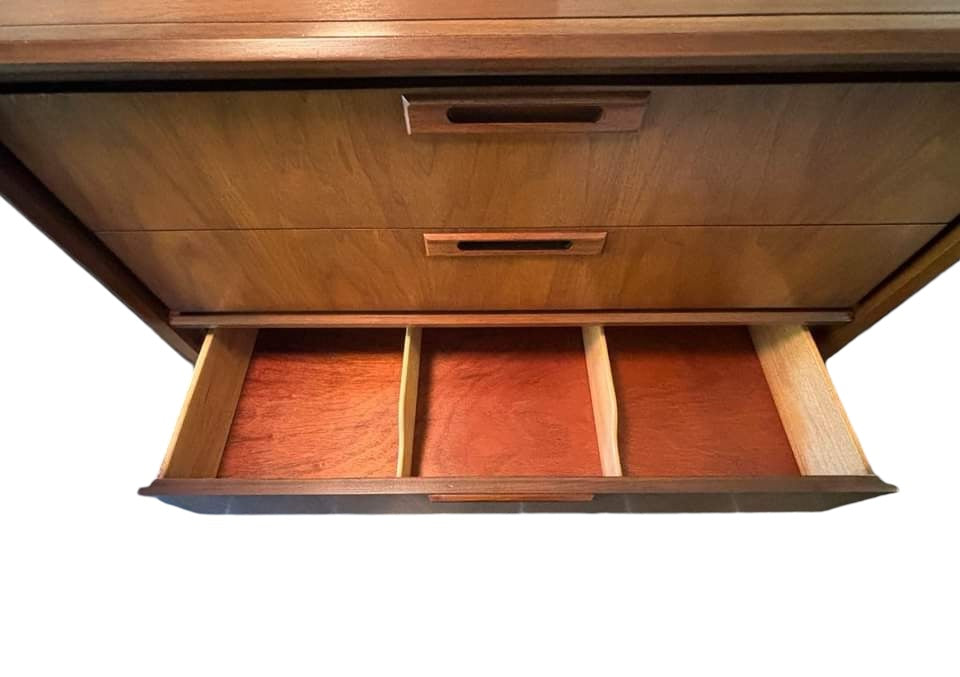 Vintage Mid Century Modern Solid Walnut and Oak Dresser Dovetail Drawers