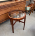 Vintage Mid Century Modern Solid Wood Teak Side Table or Accent Table Glass Top