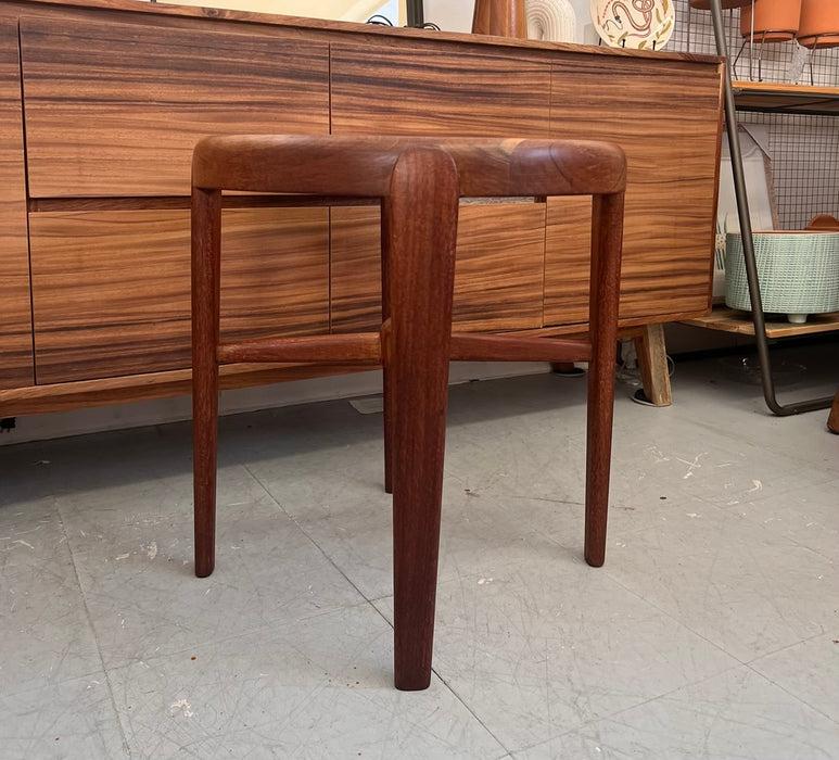 Vintage Mid Century Modern Solid Wood Teak Side Table or Accent Table Glass Top