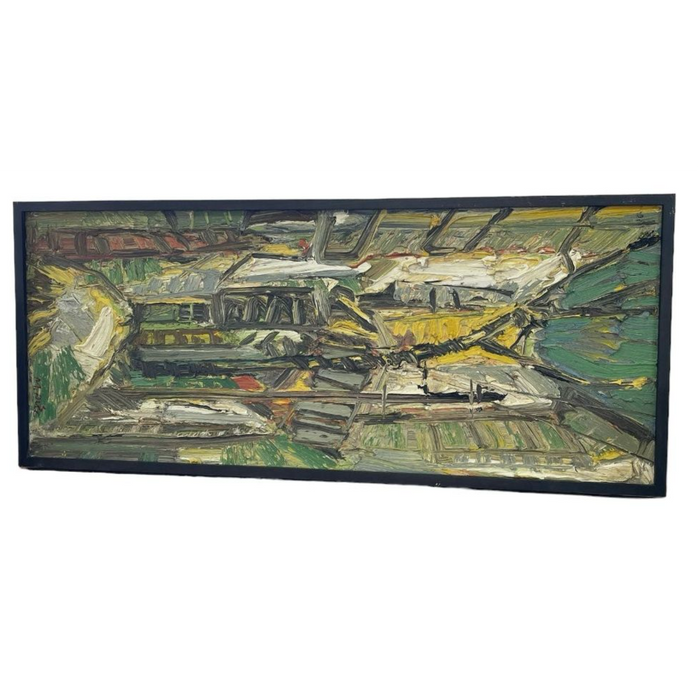Vintage Mid Century Modern Style Framed Painting on Canvas