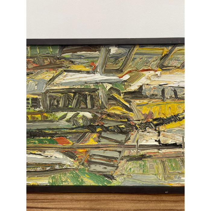Vintage Mid Century Modern Style Framed Painting on Canvas