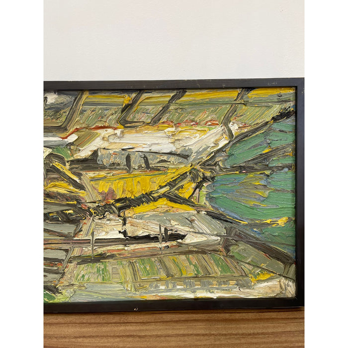 Vintage Mid Century Modern Style Framed Painting on Canvas