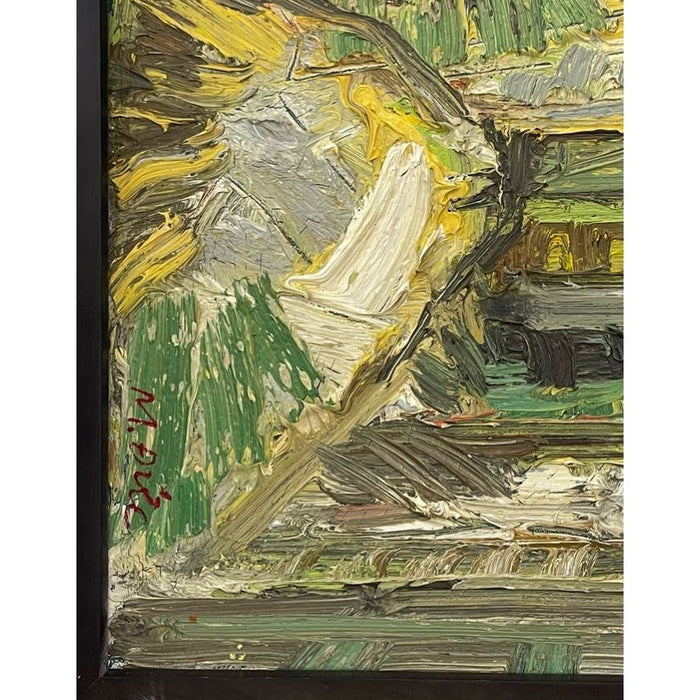 Vintage Mid Century Modern Style Framed Painting on Canvas