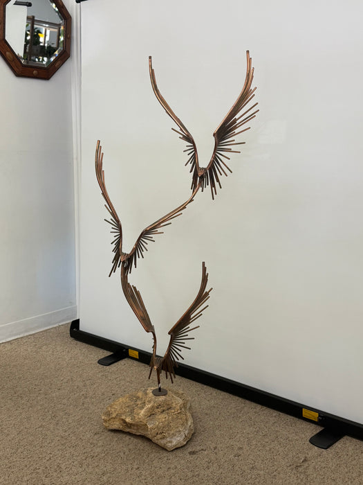 Vintage Mid Century Modern Style Metal Sculpture ‘Birds in Flight‘ by Curtis Jere signed (Available by online purchase only)
