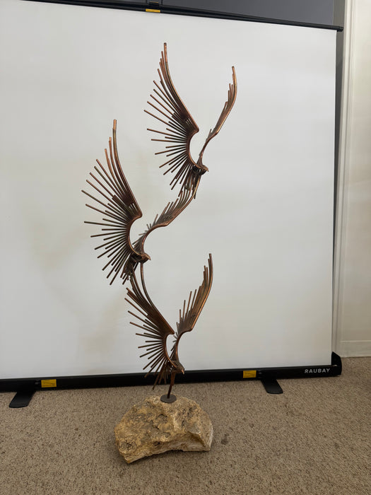 Vintage Mid Century Modern Style Metal Sculpture ‘Birds in Flight‘ by Curtis Jere signed (Available by online purchase only)