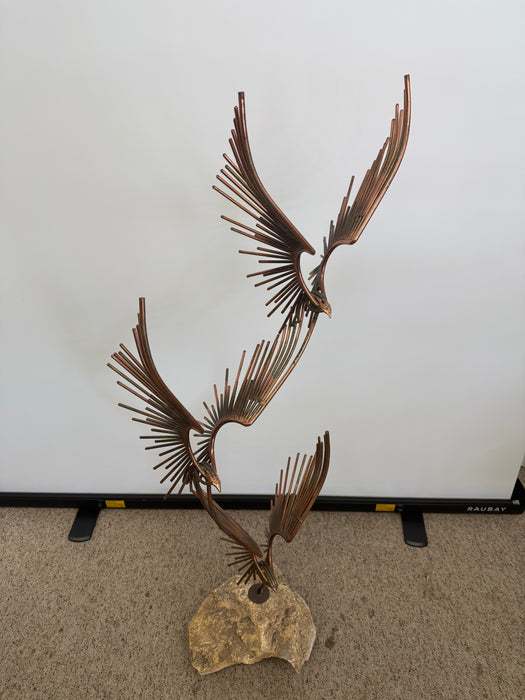 Vintage Mid Century Modern Style Metal Sculpture ‘Birds in Flight‘ by Curtis Jere signed (Available by online purchase only)