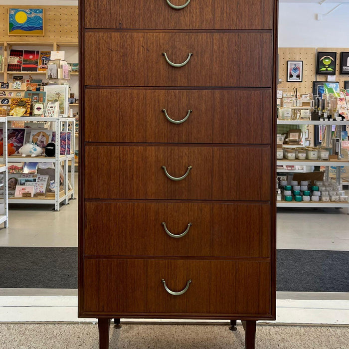 Vintage Mid Century Modern Tall Chest of Drawers Dresser by Meredew Uk Import.