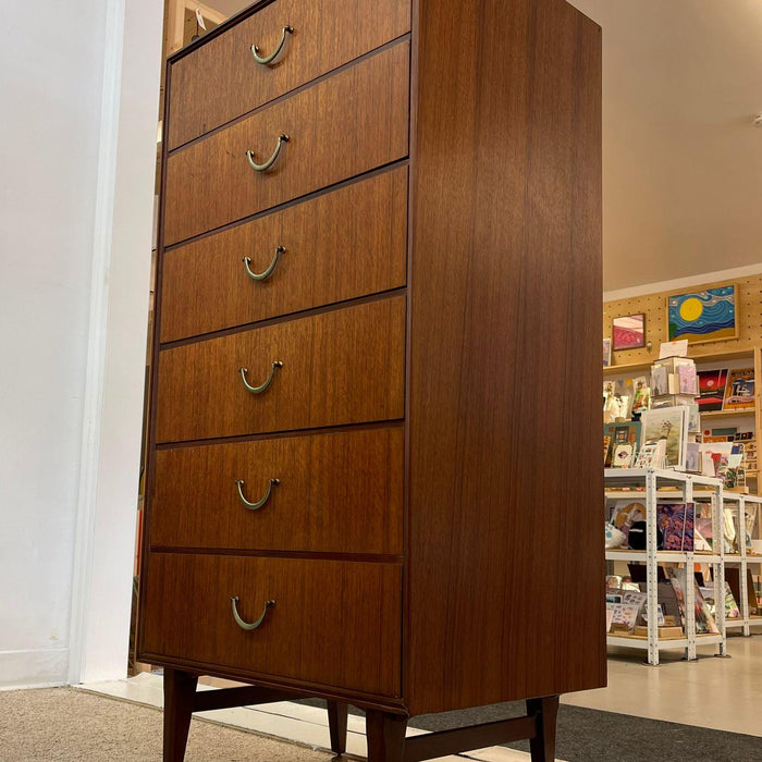 Vintage Mid Century Modern Tall Chest of Drawers Dresser by Meredew Uk Import.