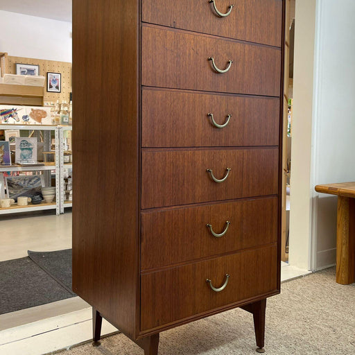 Vintage Mid Century Modern Tall Chest of Drawers Dresser by Meredew Uk Import.