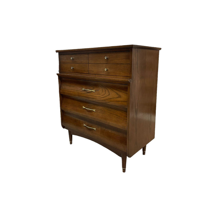 Vintage Mid Century Modern Tallboy Dresser with Dovetail Drawers