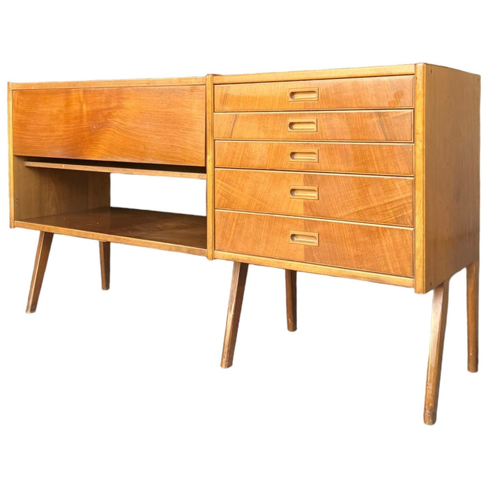 Vintage Mid Century Modern Teak Wood Credenza or Buffet or Bar Unit Made in Sweden (Available by Online Purchase Only)