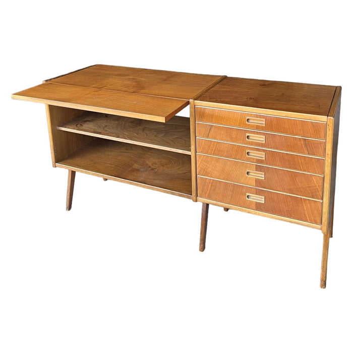 Vintage Mid Century Modern Teak Wood Credenza or Buffet or Bar Unit Made in Sweden (Available by Online Purchase Only)