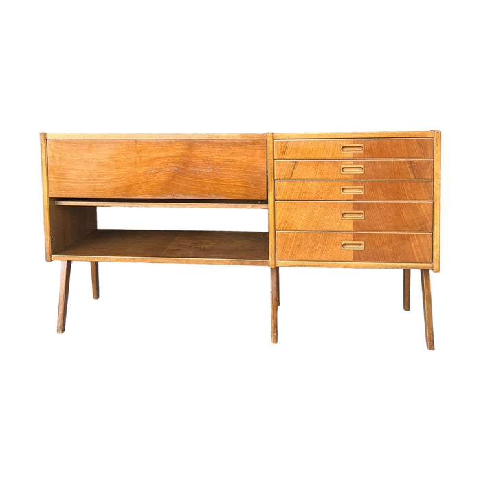 Vintage Mid Century Modern Teak Wood Credenza or Buffet or Bar Unit Made in Sweden (Available by Online Purchase Only)