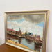 Vintage Mid Century Modern Village Harbor Scene. Signed ‘94. Original Painting.